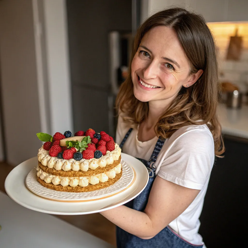 Emily with her dessert creation